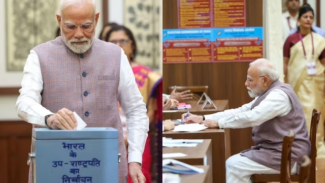 ଉପରାଷ୍ଟ୍ରପତି ନିର୍ବାଚନ ପାଇଁ ଭୋଟିଂ ଆରମ୍ଭ, ପ୍ରଧାନମନ୍ତ୍ରୀ ମୋଦି ଦେଲେ ଭୋଟ୍