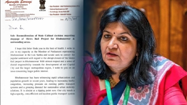ମେଟ୍ରୋ ରେଳ ପ୍ରକଳ୍ପ ବନ୍ଦ ନେଇ ଅପରାଜିତାଙ୍କ ଚିନ୍ତା, ମୁଖ୍ୟମନ୍ତ୍ରୀଙ୍କୁ ଲେଖିଲେ ଚିଠି